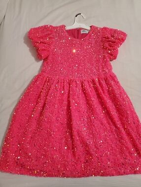 lola and The Boys  Hot Pink Sequin Party Dress